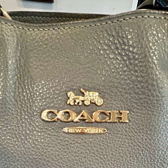 COACH Jes Elephant Gray Pebble Leather Shoulder Bag Model 76701 - Picture 7 of 13